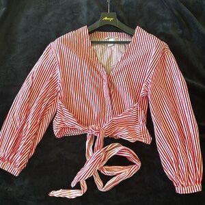 H&M Red Striped Top